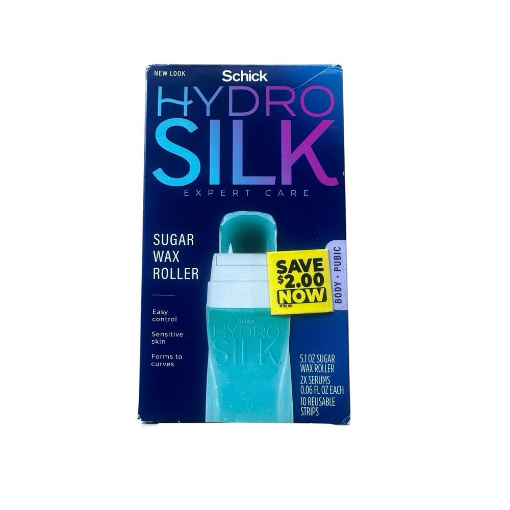 NEW Schick Hydro Silk Sugar Wax Hair Removal Roller With 10 Strips 2 Serums